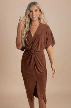 Dress To Impress Ruched Midi Dress 22 Dress To Impress Ruched Midi Dress -Outlet Bella Ella Boutique Store brown main c956da18 3b74 4f53 a1d8 8fbcecc24657 5000x