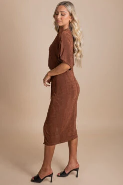 Dress To Impress Ruched Midi Dress 23 Dress To Impress Ruched Midi Dress -Outlet Bella Ella Boutique Store brown side 47a2ed0d 52be 4ed7 9e87 8b1dd4a25472 5000x