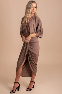 Just A Crush Ruched Midi Dress 40 Just A Crush Ruched Midi Dress -Outlet Bella Ella Boutique Store brown side b9eb07ae 143c 43ff 8a21 d9a426313d37 5000x