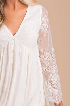 Can't Say Goodnight Mini Dress -Outlet Bella Ella Boutique Store can t say goodnight white detail 5000x