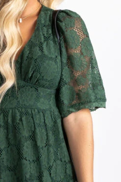 She's So Gorgeous Midi Dress -Outlet Bella Ella Boutique Store dark green detail 5000x