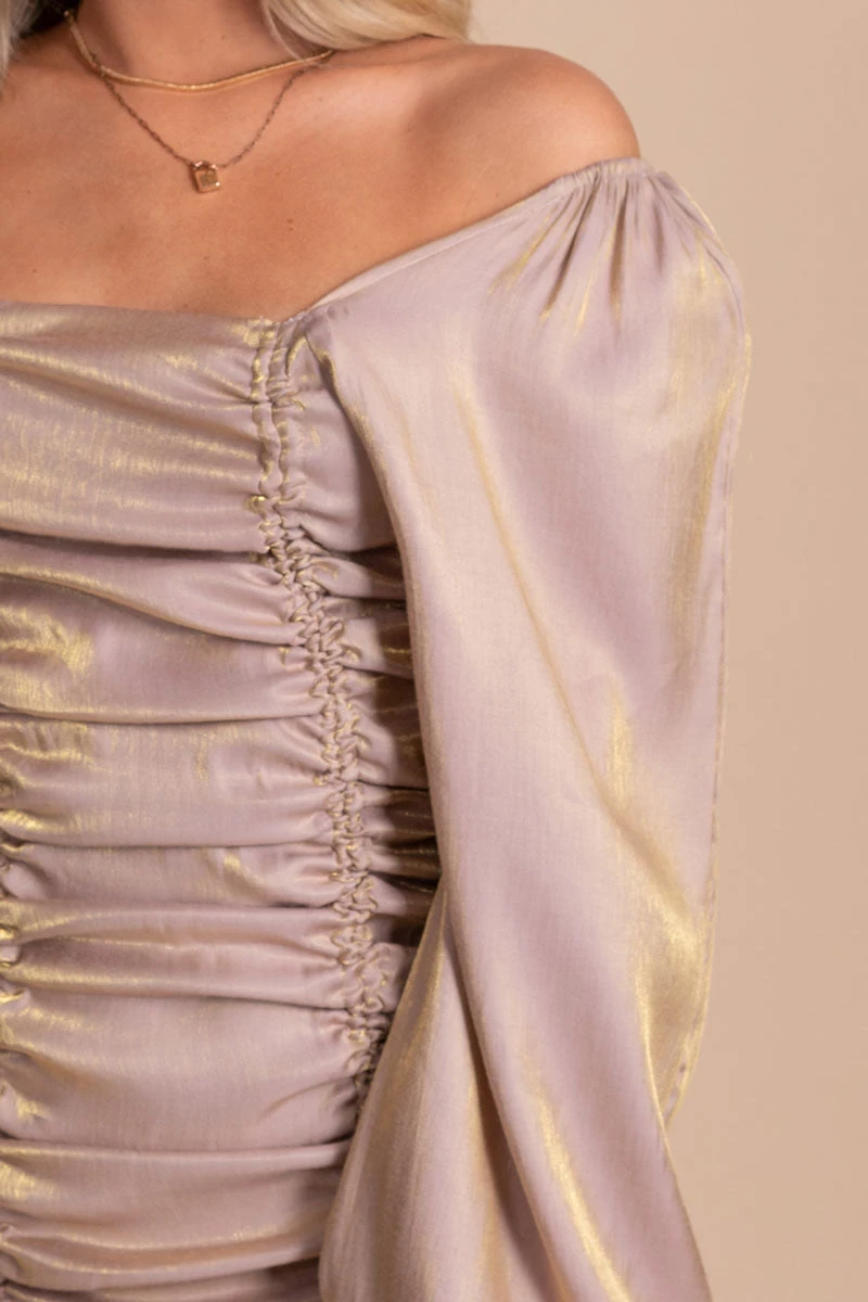 Golden Opportunity Puff Sleeve Mini Dress - Light Purple 5 Golden Opportunity Puff Sleeve Mini Dress - Light Purple - Image 3