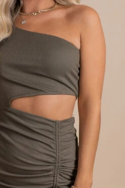 Time To Move On One Sleeve Mini Dress - Dark Green -Outlet Bella Ella Boutique Store detail 916d9677 d09d 4741 940e 8fbb952ae5bb 5000x