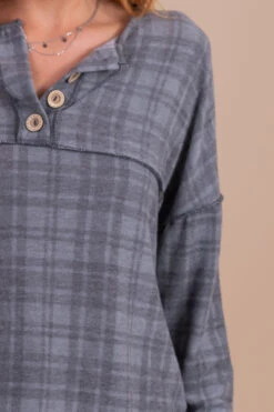 Midnight Sky Long Sleeve Plaid Top - Dark Gray 8 Midnight Sky Long Sleeve Plaid Top - Dark Gray -Outlet Bella Ella Boutique Store detail cf67ec49 4100 40c6 87e6 6f8f8b00477b 5000x