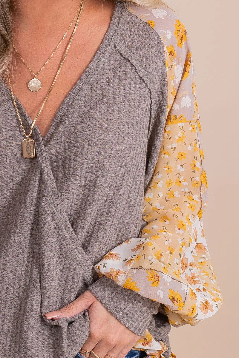 Marigold Medley Faux Wrap Top 9 Marigold Medley Faux Wrap Top - Image 7