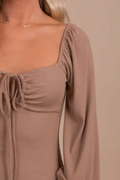 Sugar Coated Puff Sleeve Mini Dress - Light Brown -Outlet Bella Ella Boutique Store detail e8e222e7 3e55 4000 88b8 c55200ab627c 5000x