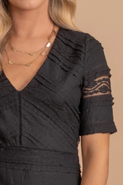 Effortlessly Elegant Knee-Length Dress -Outlet Bella Ella Boutique Store effortlesslyelegantknee lengthdressblackdetail 5000x