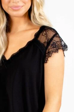 Feeling Good Lace Top -Outlet Bella Ella Boutique Store feelinggoodtop black closeup 5000x