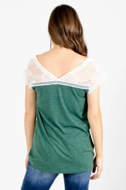 Feeling Good Lace Top -Outlet Bella Ella Boutique Store feelinggoodtop green back 5000x