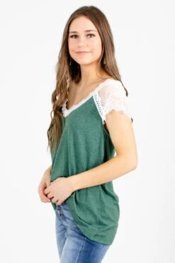 Feeling Good Lace Top -Outlet Bella Ella Boutique Store feelinggoodtop green side 5000x