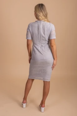 Fit For A Queen Knee-Length Dress -Outlet Bella Ella Boutique Store fitforaqueenknee lengthgrayback 5000x