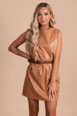 Be Fearless Faux Leather Mini Dress - Light Brown 11 Be Fearless Faux Leather Mini Dress - Light Brown -Outlet Bella Ella Boutique Store front a5db5ec4 3ddc 4b6a 9257 8d4393863c2f 5000x