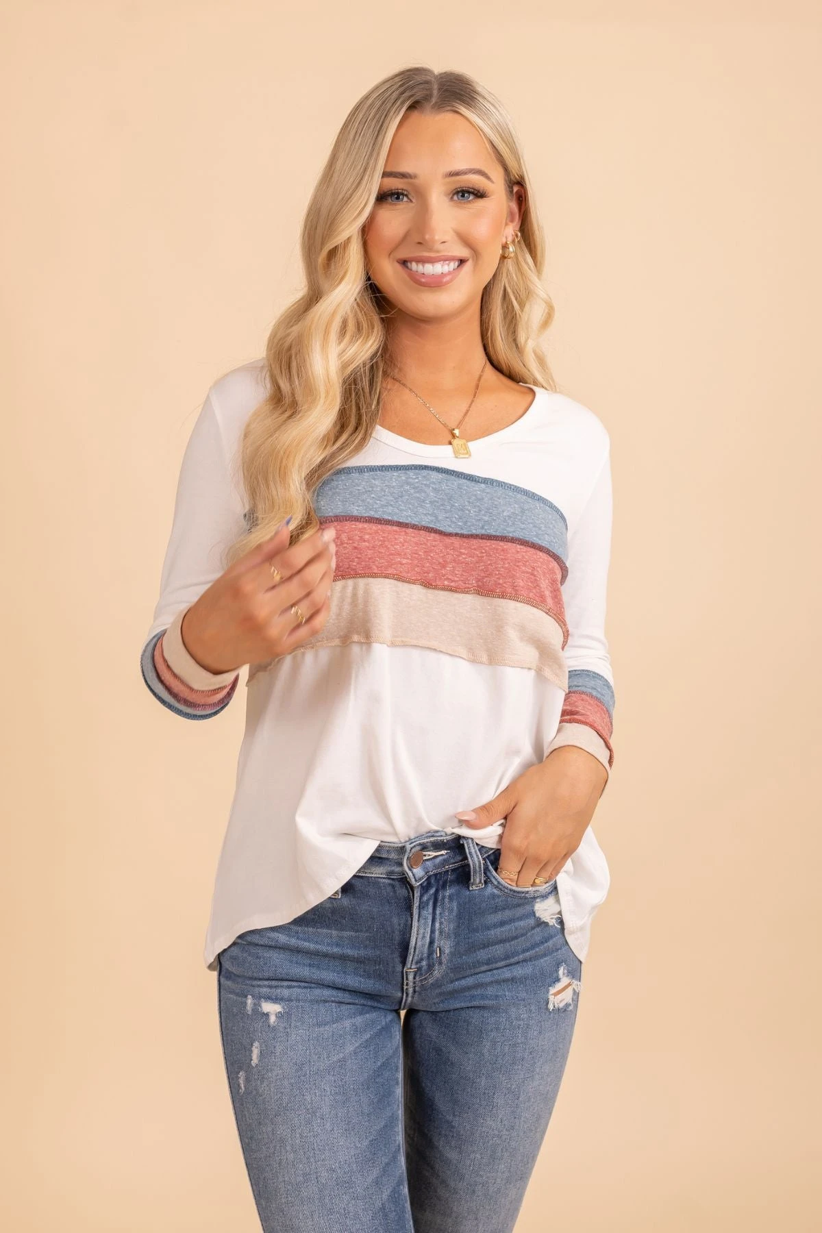 True To Self Color Blocked Striped Top 3 True To Self Color Blocked Striped Top