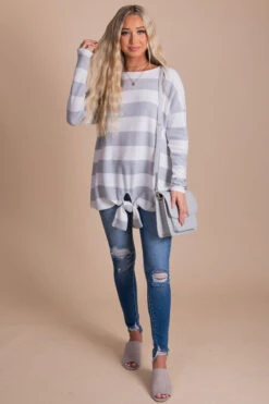 Oh So Sweet Light Gray Striped Top -Outlet Bella Ella Boutique Store full 1f545fa6 4c59 4990 87ab c2c795844720 5000x