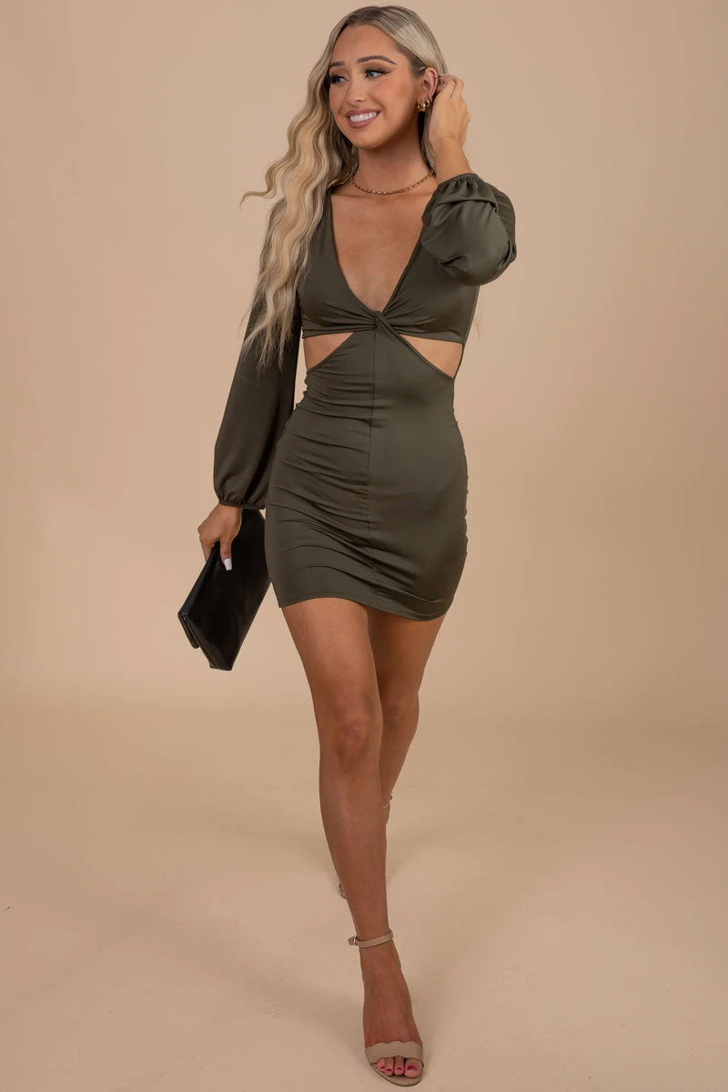 The City Never Sleeps Cut-Out Mini Dress - Green 7 The City Never Sleeps Cut-Out Mini Dress - Green - Image 5