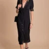 Making Memories Button Down Slip Dress - Black