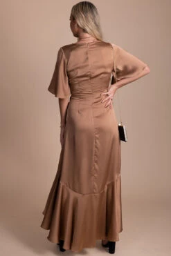 Stop And Stare Shimmery Maxi Dress -Outlet Bella Ella Boutique Store gold back 5000x