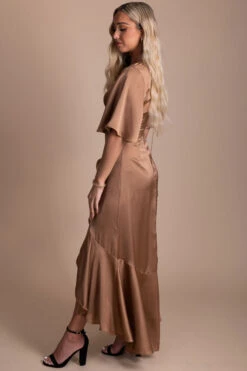 Stop And Stare Shimmery Maxi Dress -Outlet Bella Ella Boutique Store gold side 5000x