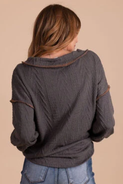 Loving You V-Neck Knit Sweater 13 Loving You V-Neck Knit Sweater -Outlet Bella Ella Boutique Store gray back 37218ee3 d675 4081 992c 974c7c2d6f48 5000x