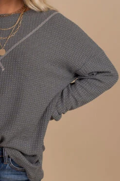 Winds Of Winter Waffle Knit Top -Outlet Bella Ella Boutique Store gray detail 4a612b81 3417 4716 b4ee a6cb9b762cee 5000x