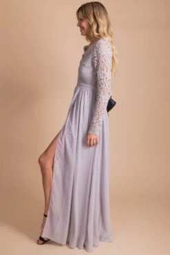 To The Moon And Back Lace Maxi Dress -Outlet Bella Ella Boutique Store gray side 3c84f7d3 1a17 424c 8dd9 43bbab82b381 5000x
