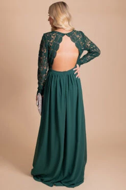 To The Moon And Back Lace Maxi Dress -Outlet Bella Ella Boutique Store green back 7b04f4a5 d697 4f8e b294 477b3d70d901 5000x