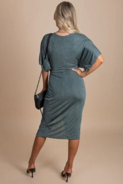 Dress To Impress Ruched Midi Dress 16 Dress To Impress Ruched Midi Dress -Outlet Bella Ella Boutique Store green back 8bd54ced fd9c 4ec6 9fde 33bfca761224 5000x