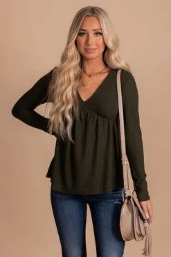 Here With You Long Sleeve Waffle Top