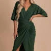 Now Or Never Faux Wrap Dress -Outlet Bella Ella Boutique Store green main 5000x