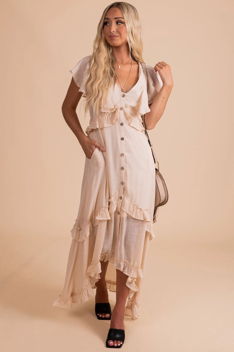 I'm With You Button Front Maxi Dress - Off White 3 I'm With You Button Front Maxi Dress - Off White