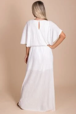 In The Limelight Ribbed Maxi Dress -Outlet Bella Ella Boutique Store in the limelight white back 5000x