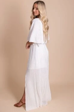 In The Limelight Ribbed Maxi Dress -Outlet Bella Ella Boutique Store in the limelight white side 5000x