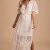 Light My Fire Cream Lace Maxi Dress