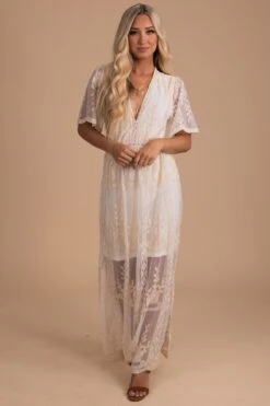 Light My Fire Cream Lace Maxi Dress -Outlet Bella Ella Boutique Store lace maxi dress cream 5 5000x