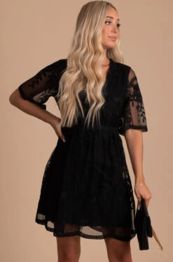 Light My Fire Black Lace Mini Dress -Outlet Bella Ella Boutique Store light my fire black front 3 5000x
