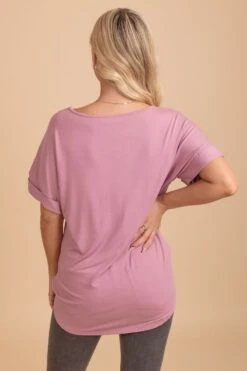 Wait For You V-Neck Top -Outlet Bella Ella Boutique Store light rose back 5000x