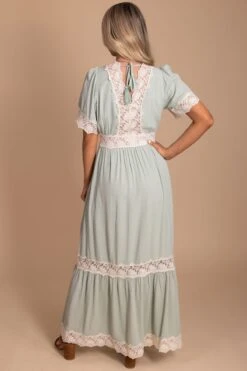 Love Without Limits Maxi Dress -Outlet Bella Ella Boutique Store love without limits green back 5000x