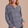 Midnight Sky Long Sleeve Plaid Top - Dark Gray -Outlet Bella Ella Boutique Store main 03268bf5 0992 4af2 a716 e784a05183a8 5000x