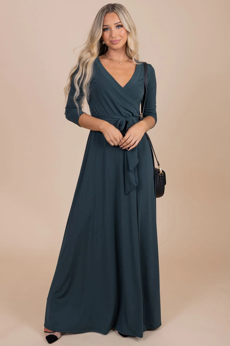 Little Secrets V-Neck Maxi Dress - Dark Green 3 Little Secrets V-Neck Maxi Dress - Dark Green
