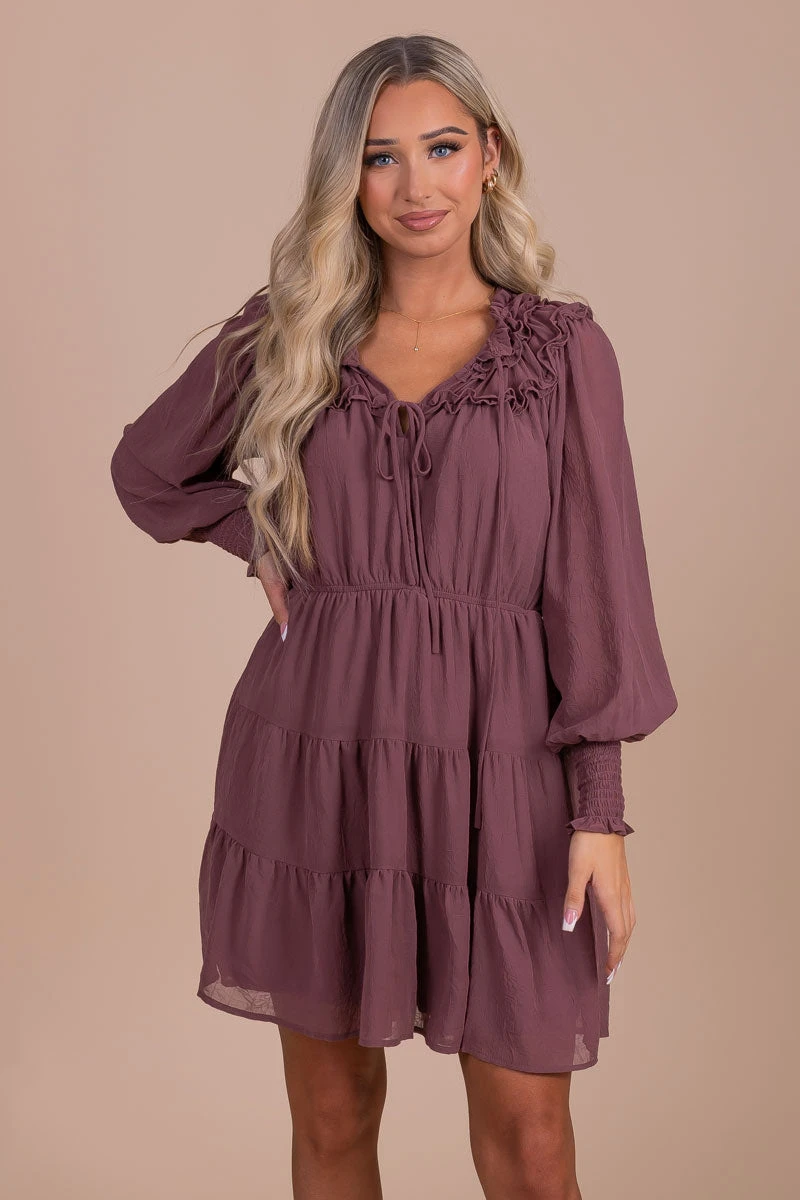 Caught Up In The Details Long Sleeve Mini Dress - Purple 3 Caught Up In The Details Long Sleeve Mini Dress - Purple
