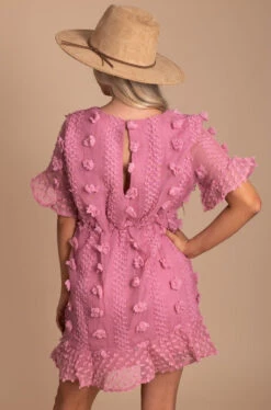 Moving On Textured Mini Dress -Outlet Bella Ella Boutique Store moving on pink back 5000x
