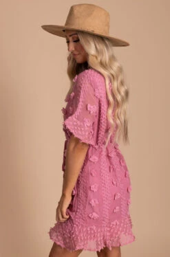 Moving On Textured Mini Dress -Outlet Bella Ella Boutique Store moving on pink side 5000x