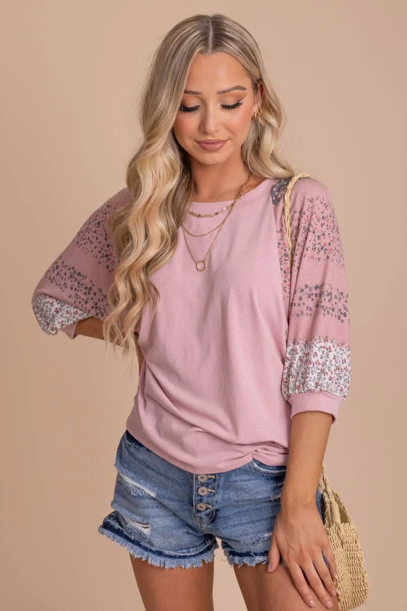 Infinite Love Floral Sleeve Top - Light Brown 13 Infinite Love Floral Sleeve Top - Light Brown - Image 11