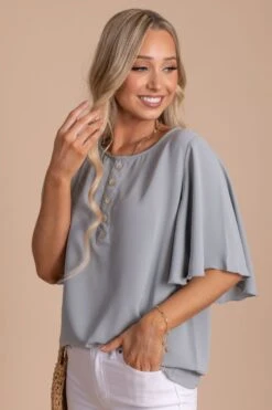 Focus On The Good Button Blouse -Outlet Bella Ella Boutique Store oatmeal 60605089 4411 4f88 8dbf c820738a3f21 5000x