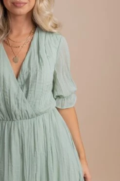 On The List Knee-Length Dress 30 On The List Knee-Length Dress -Outlet Bella Ella Boutique Store onthelistknee lengthdresssagecloseup 5000x