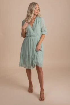 On The List Knee-Length Dress 29 On The List Knee-Length Dress -Outlet Bella Ella Boutique Store onthelistknee lengthdresssagefull2 5000x