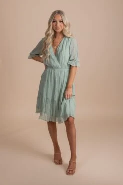 On The List Knee-Length Dress 28 On The List Knee-Length Dress -Outlet Bella Ella Boutique Store onthelistknee lengthdresssagefull 5000x