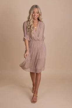 On The List Knee-Length Dress 34 On The List Knee-Length Dress -Outlet Bella Ella Boutique Store onthelistknee lengthdresstaupefull2 5000x