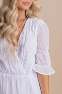 On The List Knee-Length Dress 39 On The List Knee-Length Dress -Outlet Bella Ella Boutique Store onthelistknee lengthdresswhitecloseup 5000x