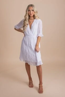 On The List Knee-Length Dress 37 On The List Knee-Length Dress -Outlet Bella Ella Boutique Store onthelistknee lengthdresswhitefull 5000x